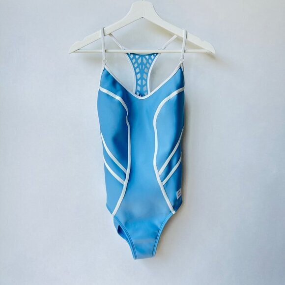 ❤️ Robin Piccone Brit Scuba contrasted trims one piece in blue Size 12 L42 - Picture 2 of 9